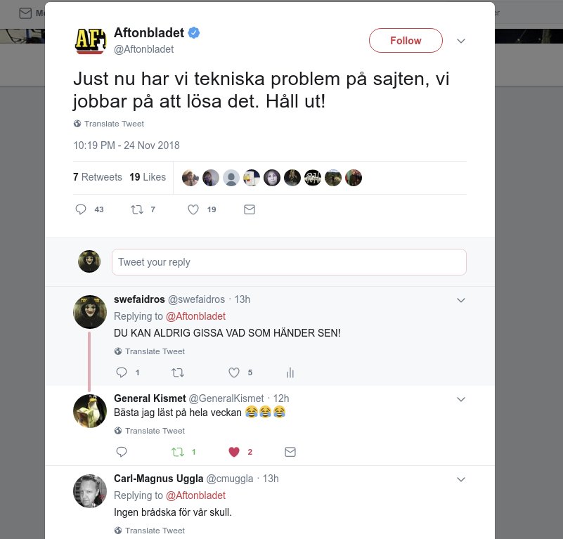 swefaidros's tweet image. Aftonbladet nere. :) @Aftonbladet #aftonbladet