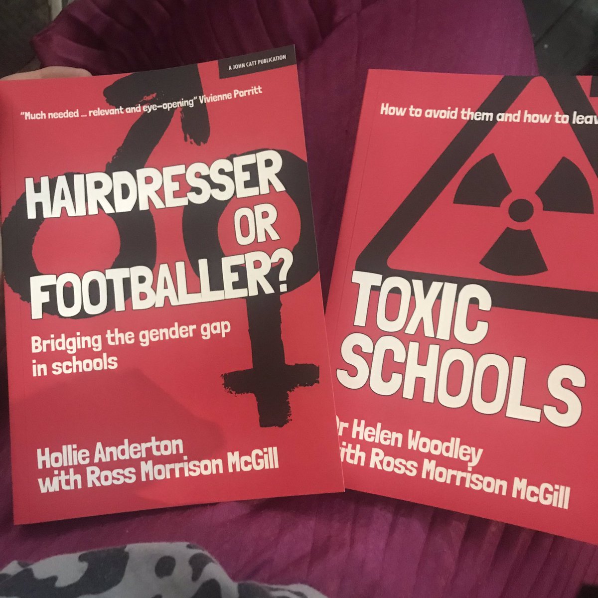 Great evening last night with @SloughEtonHead at the launch for these two books by @year6missNW and @HelenWoodley and @TeacherToolkit. Fantastic that Ross is giving new voices in education a platform to have their work published. Important topics. #ToxicSchools #GenderGap