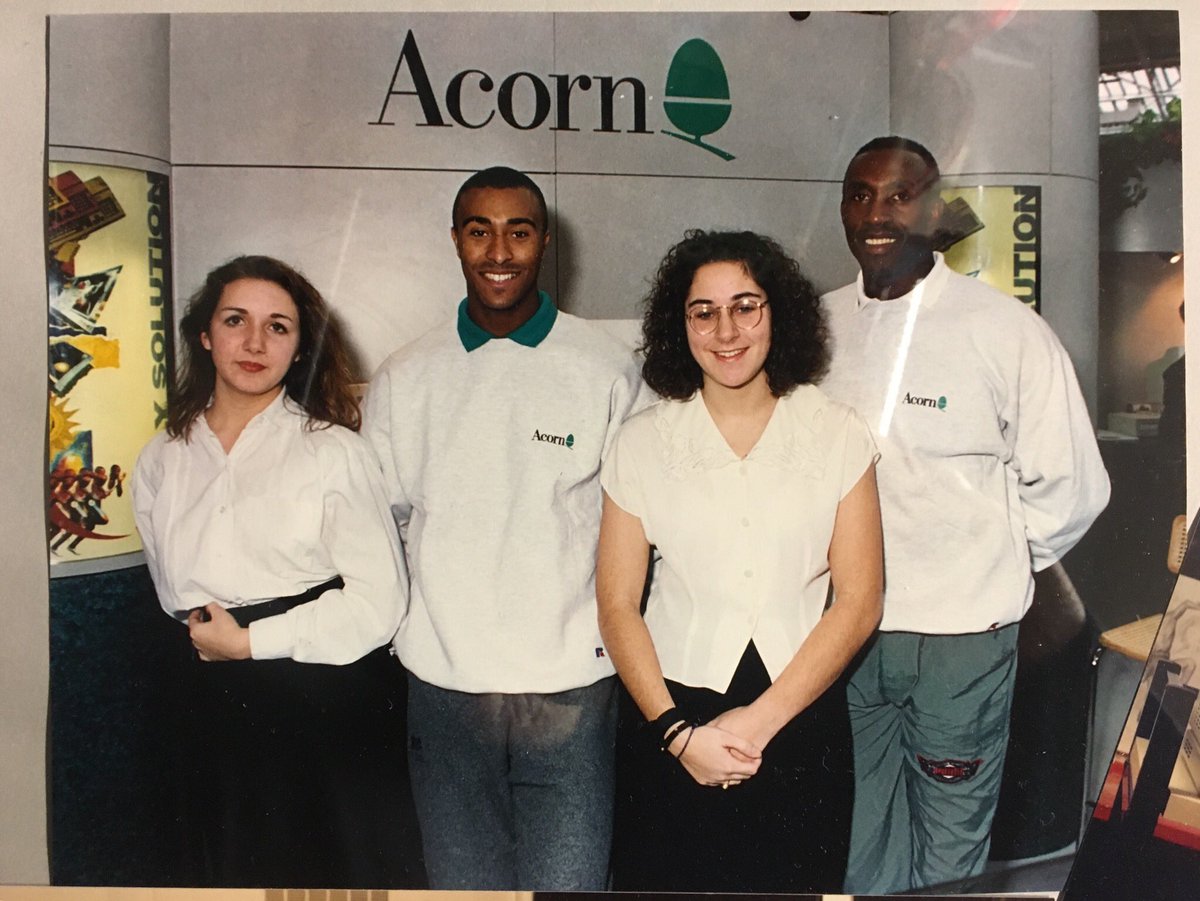 computermuseum's tweet photo. Going through some of the photos we have in the collection ... This was taken at an Acorn exhibition stand ... I recognise those guys but I can’t place them ... https://t.co/pKmzTEtcaJ