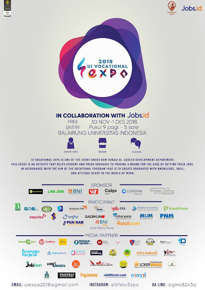 KampusUpdate's tweet photo. “UI Vocational Expo 2018 x https://t.co/ZZTROiVCkk”
Acara diselenggarakan pada:
📆 30 November – 1 Desember 2018
🕗 08.00 WIB – selesai
📍 Balairung Universitas Indonesia, Depok
GRATIS!
Info:
📲 Wafa Adilla S || wafaadillas
(085871372029)
#KUMedPar https://t.co/nfgI7Bxpvu