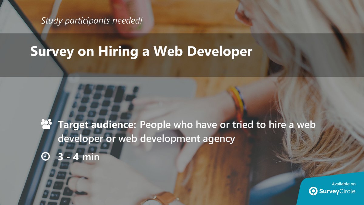 daily_research's tweet image. Participants needed for current online survey:
"Survey on Hiring a Web Developer" surveycircle.com/surveys/?cr=at… via @SurveyCircle 
#WebDevelopment #Website #CreatingWebsites #Developer #Hiring #WebDeveloper