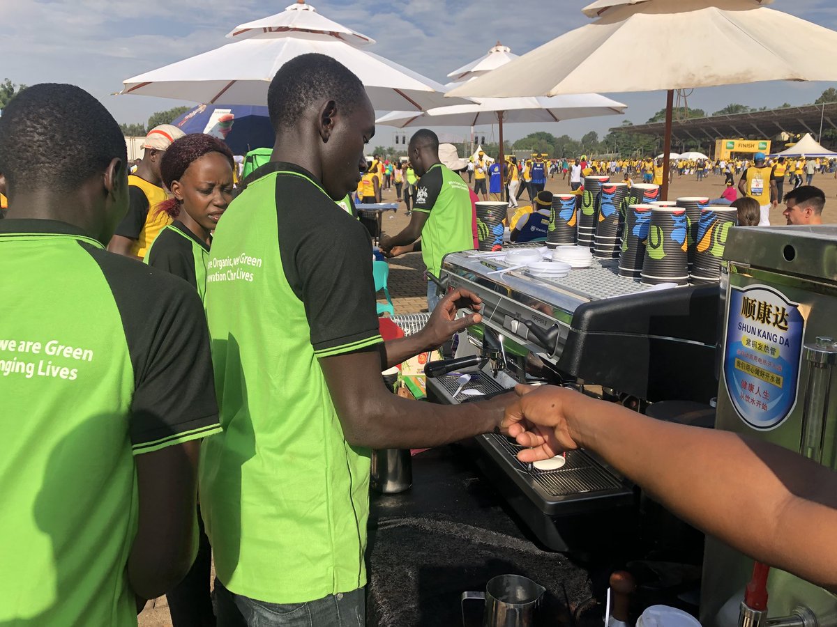 TugumeNelsonO's tweet photo. Was Exciting to see inspire Africa/Nusaf3 Youth beneficiaries serve coffee at the #MTN Marathon #liveugcoffee this morning. Demonstrating the entrepreneurship skills https://t.co/p4S4PeqstB