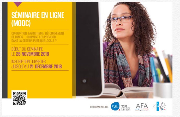 La nouvelle session du séminaire en ligne ⁦<a href="/cnfpt/">CNFPT</a>⁩ ⁦<a href="/AFA_Gouv/">AFA</a>⁩ commence ce 26 novembre !
Inscriptions sur ➡️ ⁦<a href="/FunMooc/">France Université Numérique</a>⁩ 
#CollTerr #GestionPubliqueLocale #Probité #Transparence
