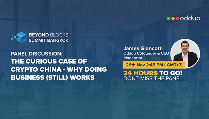 RT oddupratings '24 hours to go! If you're at beyondblocks_  #Bangkok this #Monday and #Tuesday, don't miss the #PanelDiscussion on the Curious Case of #Crypto #China at 2:45 PM (local time) on 26 Nov.
#BBBKK2018 #Technology #Blockchain #Startup '