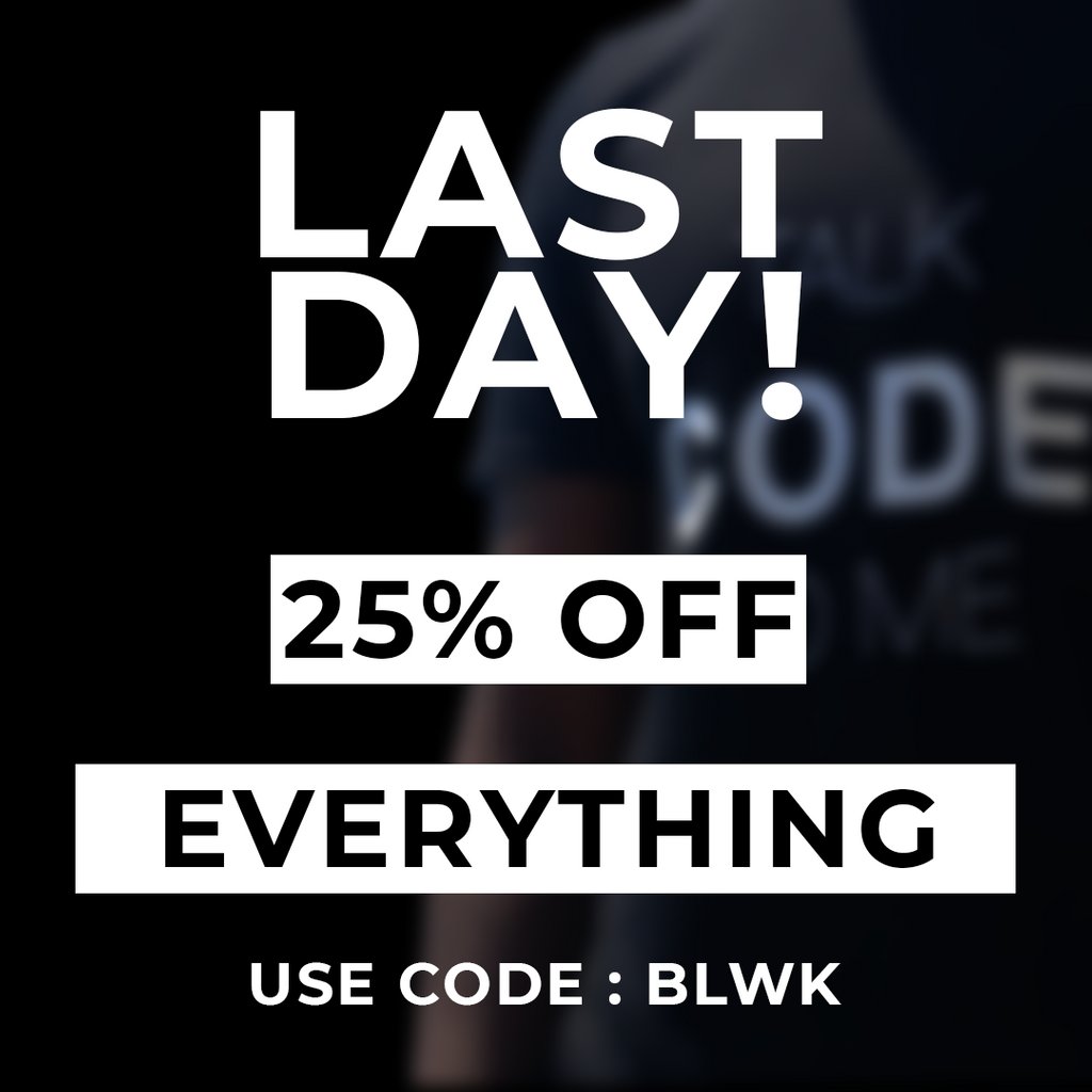 CodingAttitude's tweet image. Last Day! Don't miss out, are you on a Lazy Sunday? Prepare some gifts for friends/family or buy your own gift , we don't judge😜
➡ codingattitude.com
#coding #codinglife #codingisfun #codingislife #programming #codinglove #programminglife #programmingisfun #blackfriday