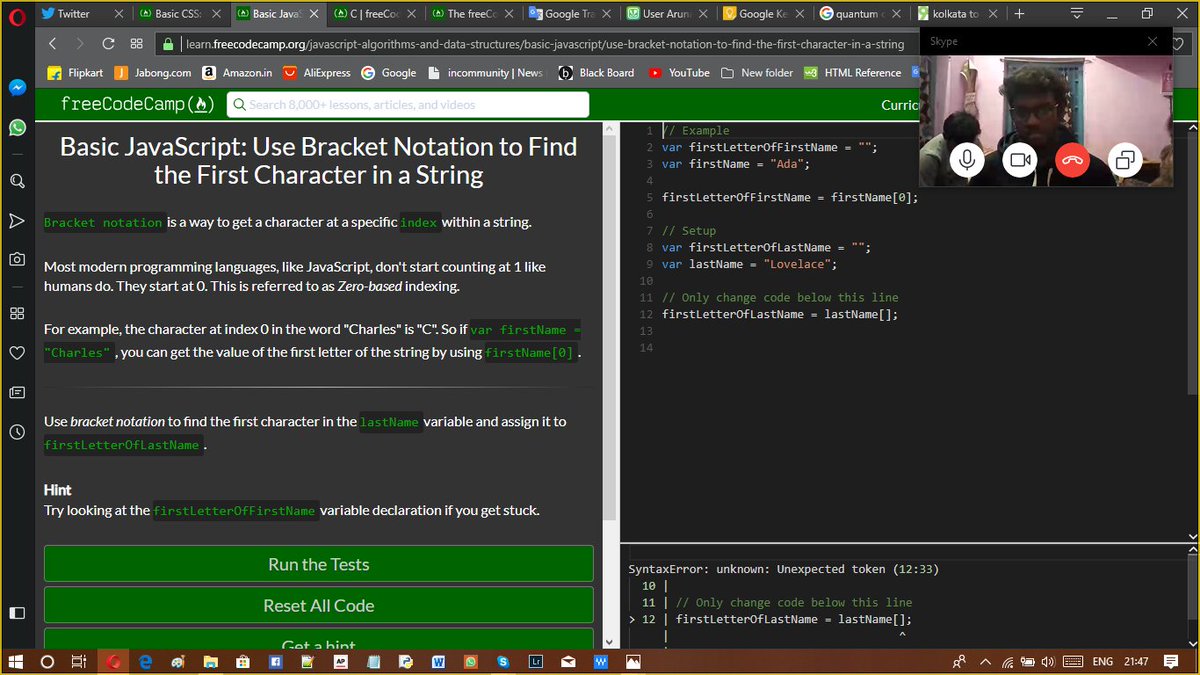 bimansays's tweet photo. #Day3
working on if statement in with @arunavaskar #freecodecamp #codeselfie
#100DaysOfCode #301daysofcode #javascript30 #programming #language #time #java #code #coding #studio #game #google #datascience #business #job #tech #education #html https://t.co/fYFJxjhcjN