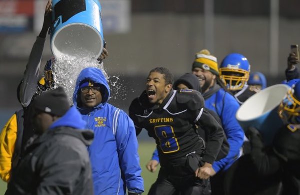 checsports's tweet photo. It’s been a celebration every time we linked up this season 💍💍🏆🏆 #BigBlue #NoKnees #BellGriffins #RingTheBell #CityChamps #StateChamps #TwoRings https://t.co/rbkV3yul5F