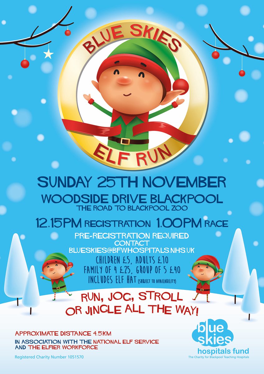 Elf Walk/Jog/Run TODAY!Not registered? Just come down early, at midday!@BlackpoolHosp <a href="/BlackpoolZoo/">Blackpool Zoo</a> @965RadioWave