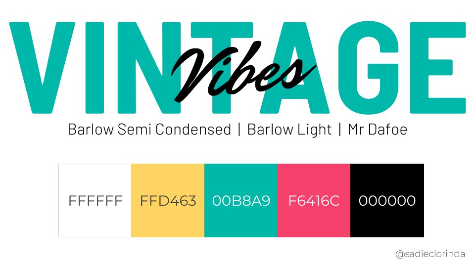 sadieclorinda's tweet photo. Loving the vintage vibes I'm getting from this design set! 
I always take the time to develop design sets, so I can see if colors and type will play well together before I ever start creating content for a project.
#DesignEDU #GoogleEI https://t.co/xP8WjsRAZq