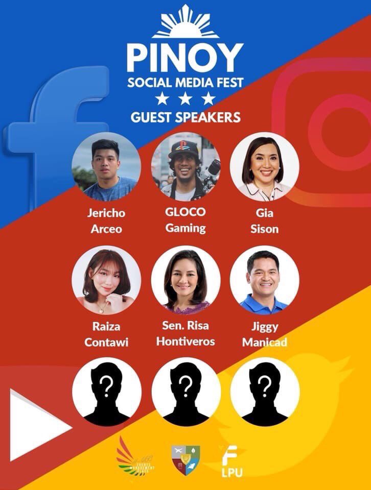 #PinoySocialMediaFest Guest Speakers: <a href="/giasison/">Dr. Gia Sison</a>, <a href="/GLOCOgaming/">GLOCO🎣</a>, @jerichoarceo_ , <a href="/raizacontawi/">Rai Contawi</a>, <a href="/risahontiveros/">risa hontiveros</a>, <a href="/jiggymanicad/">Jiggy Manicad</a> &amp; 3 more!
