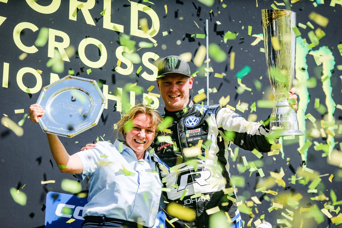 fia_rallycross's tweet photo. Another Drivers' World Championship and another Teams' World Championship, what a year it's been.

A huge congratulations to @JohanKMS88, @Petter_Solberg, Pernilla Solberg and the whole PSRX Volkswagen Sweden team! https://t.co/TjgCfOvCKa
