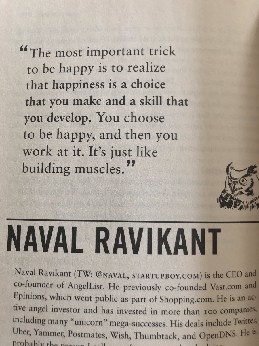 DayanaBreathe's tweet photo. “Happiness is a choice that you make and a skill that you develop. You choose to be happy, and then you work at it. It’s just like building muscles.” @naval via @tferriss #ToolsofTitans 🙏 https://t.co/EKLhCJiujB