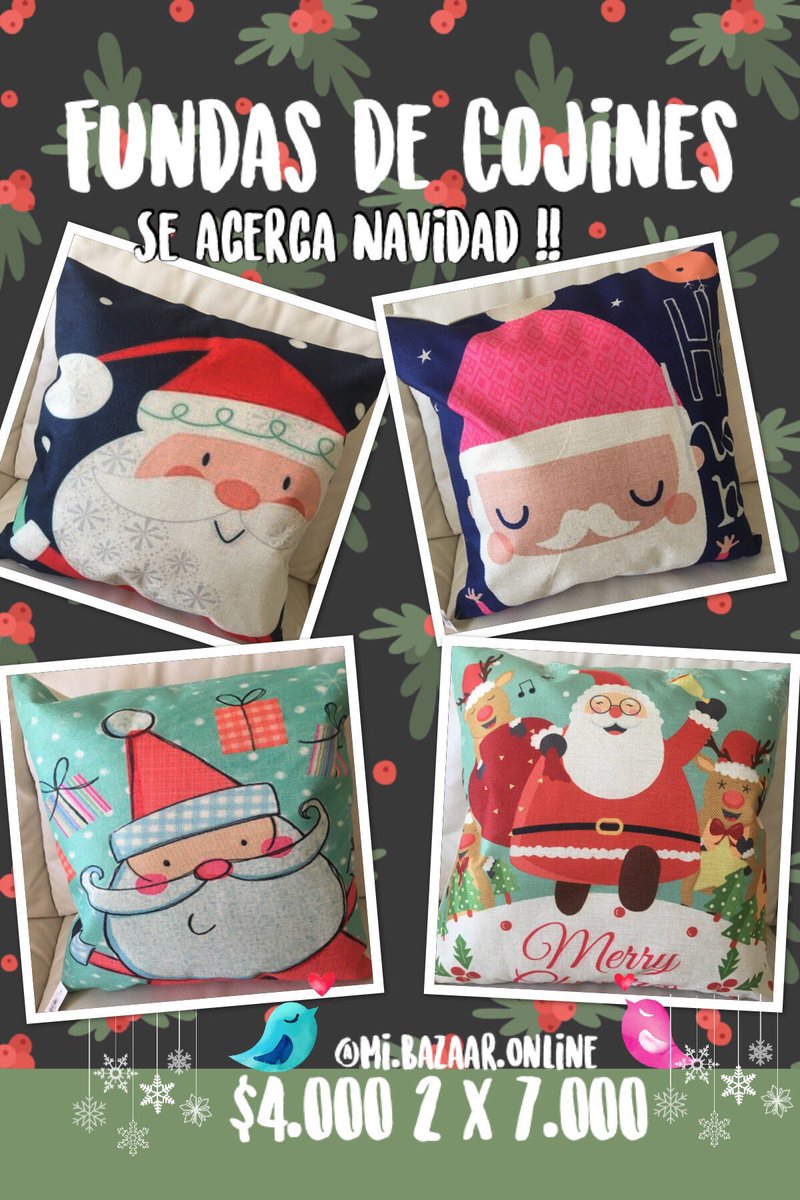BazaarMi's tweet photo. Mira que hermosas fundas de Cojín con el viejito Pascuero. Ideal para decorar el ambiente a nuestros niños!
4 modelos disponibles 
Medidas 45x45
Material Lino/Algodón 
#fundasdecojin #cojin #cojines #navidad #pascuero #jojo #viejitopascuero #merrychristmas #papanoel https://t.co/3iNXF3pm6c