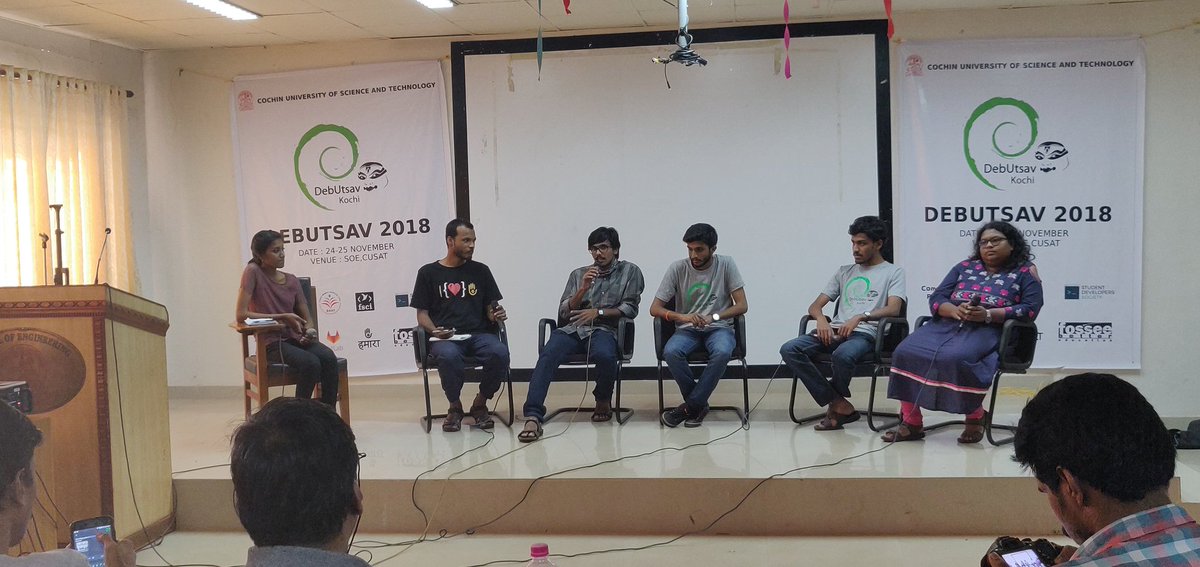 debutsavkochi's tweet photo. Pannel Discussion on Debian India, the way forward.
@anusree_saji @rajuvindane
@subins2000 @abraham__raji
#DebUtsavKochi18 #Debian #India https://t.co/p5ayLjZOXV