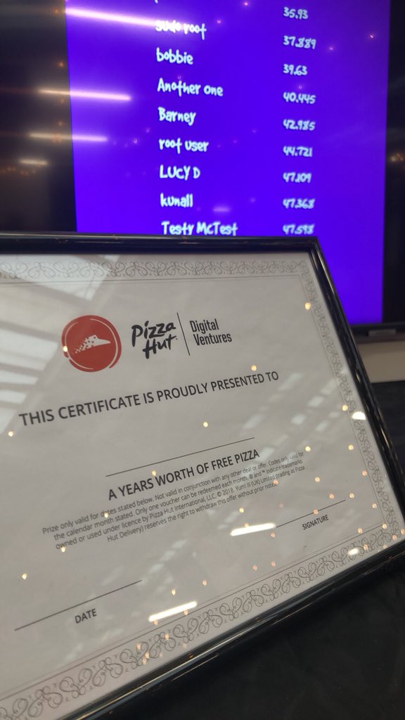PizzaHutDV's tweet photo. Your chance to win FREE Pizza for a entire Year!!! #Stand79 #SMRnov18 #PHDV #TechStartup #Node #React #Javascript Engineers...... https://t.co/Ann3xx3lE4