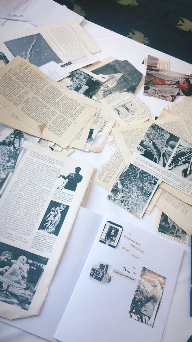 cocopofest's tweet photo. Andrew Lanyon’s workshop at the Falmouth Hotel - creating our own books and narratives out of scrap materials and old books! https://t.co/t3RFNvAMHR