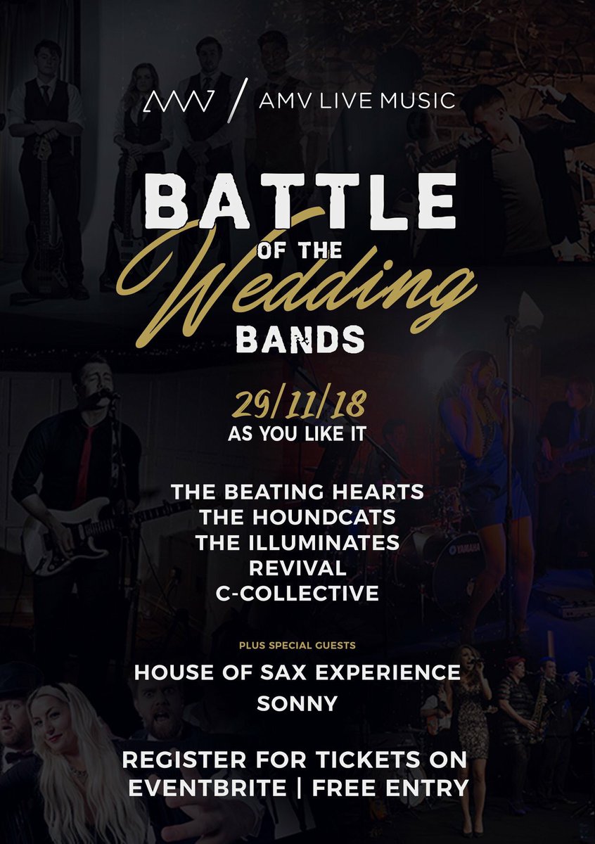 IlluminatesBand's tweet photo. We will be live at @asyoulikeitjes this Thursday for @AMVLIVEMUSIC’s battle of the wedding bands! We will be one of five bands performing. If you’re getting married and need a band, this is the ideal event for you to check us out! #weddingband #livemusix #partyband #functionband https://t.co/ieQfSEfrpE