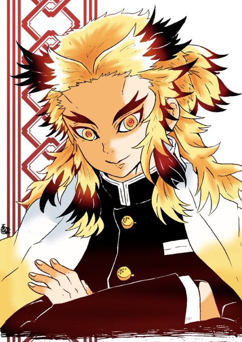 ひなしょさんがTwitterに投稿した煉獄杏寿郎(鬼滅の刃)のイラスト。