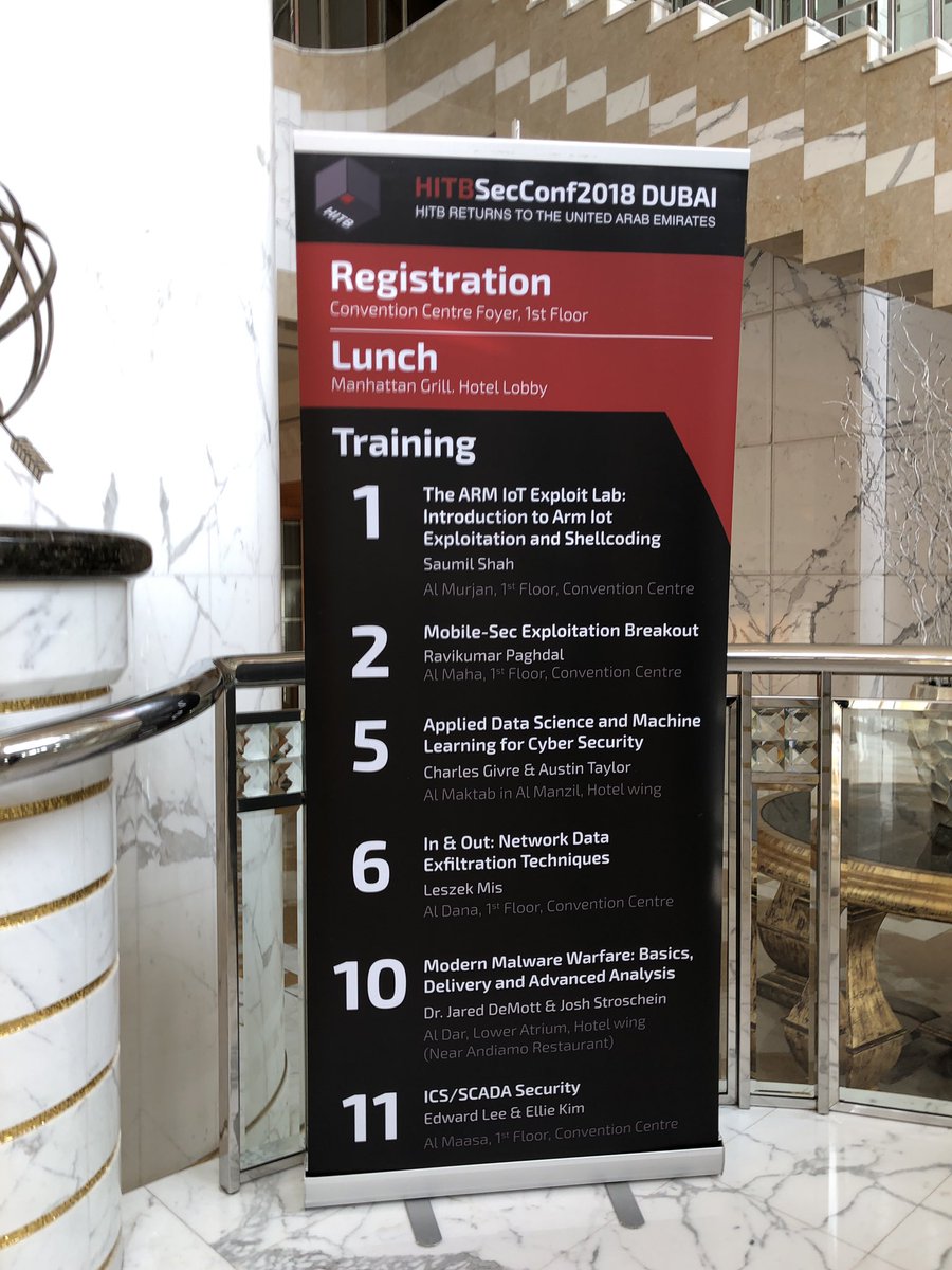 Day1 at #HITB2018DXB with very cool training sessions.  I snuck into some of them and have to say the content is quite deep and relevant!