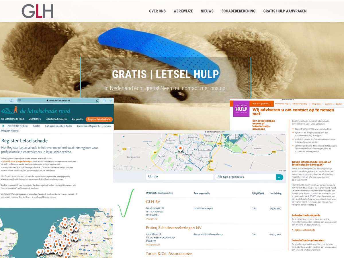 GratisLetselHulp helpt u écht gratis met het verhalen van uw letselschade na een (verkeers)ongeval! Wij zijn ingeschreven in het Register Letselschade. Zie #Slachtofferhulp #Letselschaderaad #GLH #Letsel #Letselschade #Ongeluk #Hulp