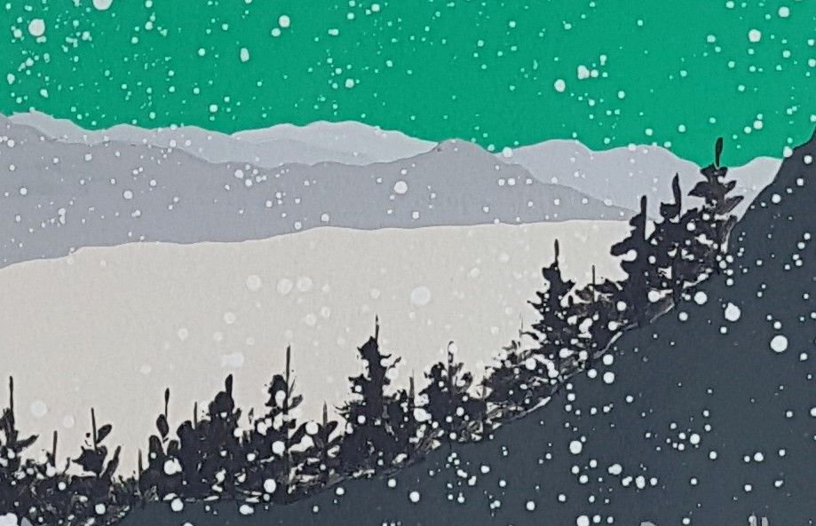 New artwork arriving this week including this lovely little winter scene of Bassenthwaite by artist Sam Martin. One of a set of four postcard sized originals we are busy framing! #bassenthwaite #lakedistrictart #winterart #giftidea #popartstyle #mountainart #lakeart