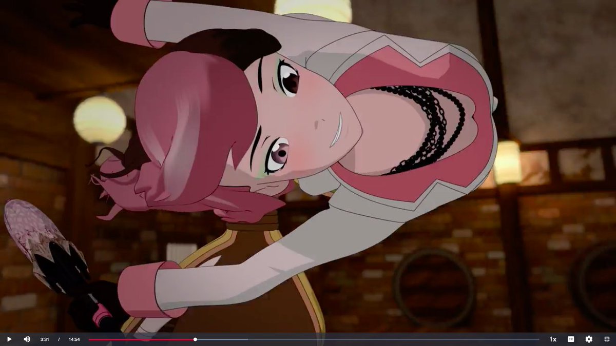 Everybody else catch this frame during Chapter 5 of #RWBY? Smirking while getting flung across the room lol. Neo totally would have won if no magic was in play.