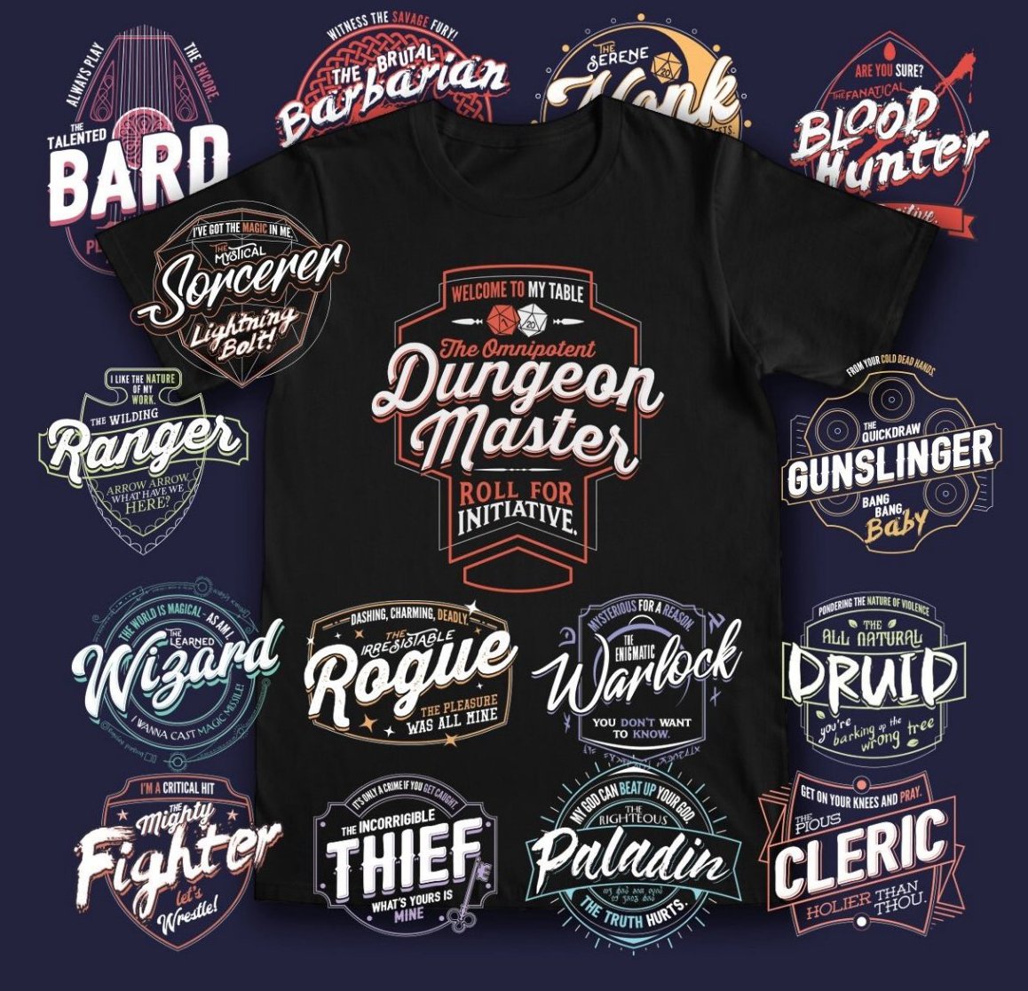 WAREHOUSEcomic's tweet image. 🚨 20% OFF with code ALLDAY20 🚨
bit.ly/dndclasstees 
Get your nerd gear on!

#dnd #dnd5e #blackfriday2018 #dealsdealsdeals #criticalrole #criticalrolefanart #CyberMonday