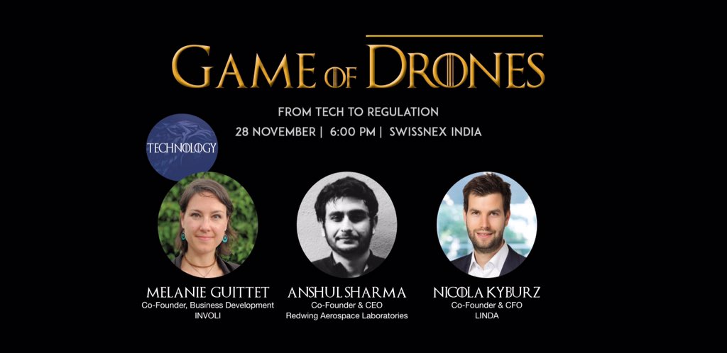swissnexindia's tweet photo. Hear from Melanie, Anshul &amp; Nicola on their unique technologies and how #drone #startups take flight! Request for an invite to participate: https://t.co/5p3Aa4R867 https://t.co/SYX8NGJhGC