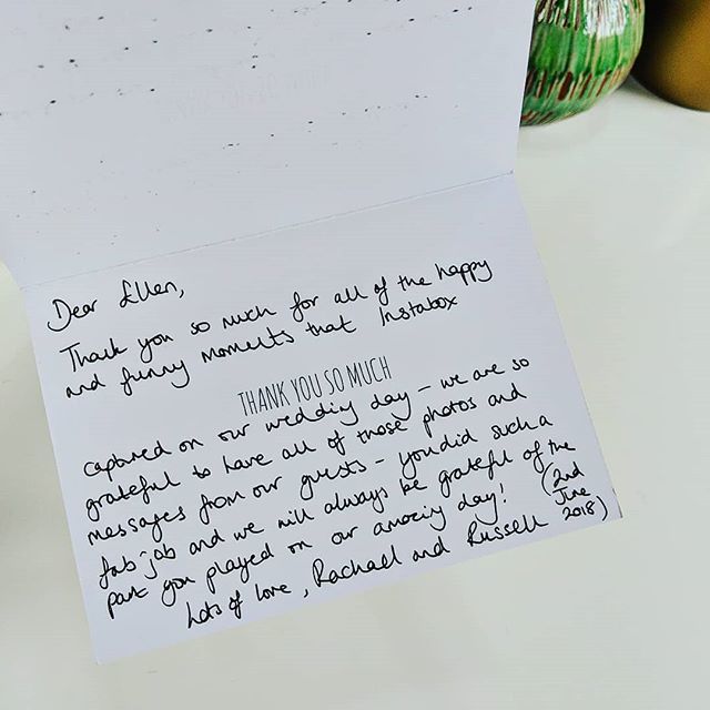 instabox_tweets's tweet photo. This is very overdue but thanks so much for the lovely thank you card Rachael and Russell 😊 https://t.co/k9wE49fEpe https://t.co/ZNeLoX2Ixm