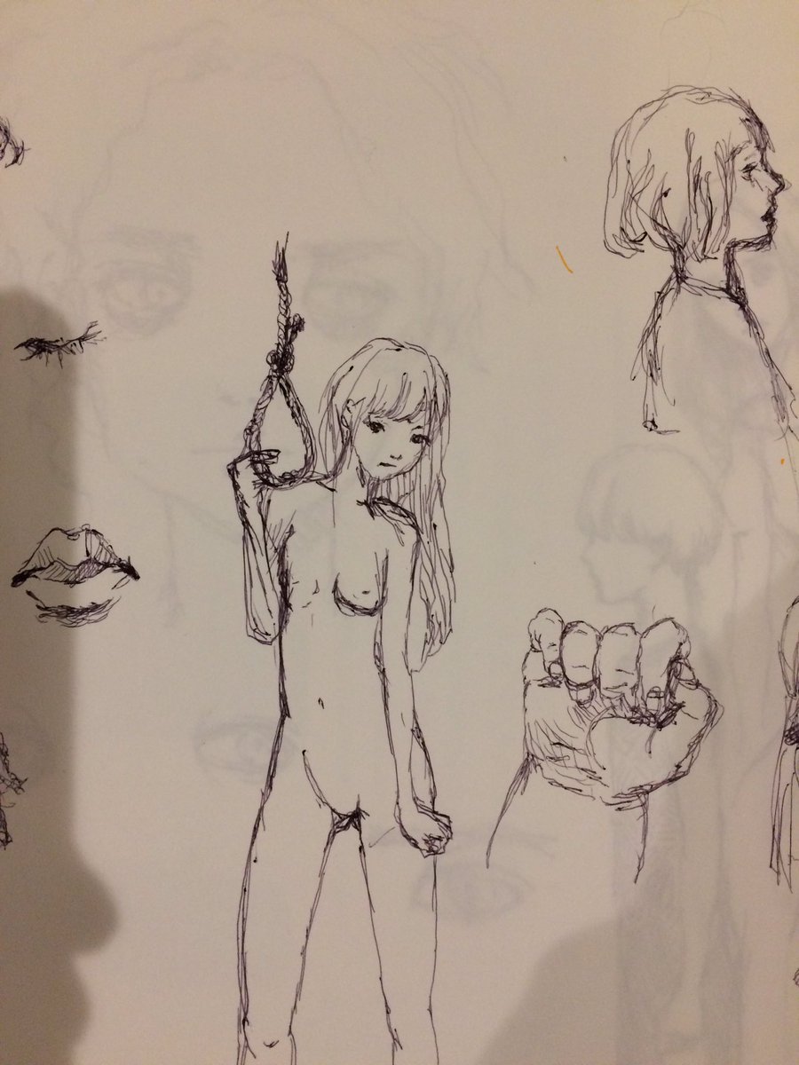 また過去のものを。
休日は娘がいるので絵が進まないです('・ω・`)
でも家族との時間も大事にしたいので、いいのです。ゆっくり時間をかけて納得のいく絵本を作りましょう(・ω・)!
童話だったり、首吊りだったり、裸だったり。病んでるなー('・ω・`)笑
お尻は大きい方が好みです 