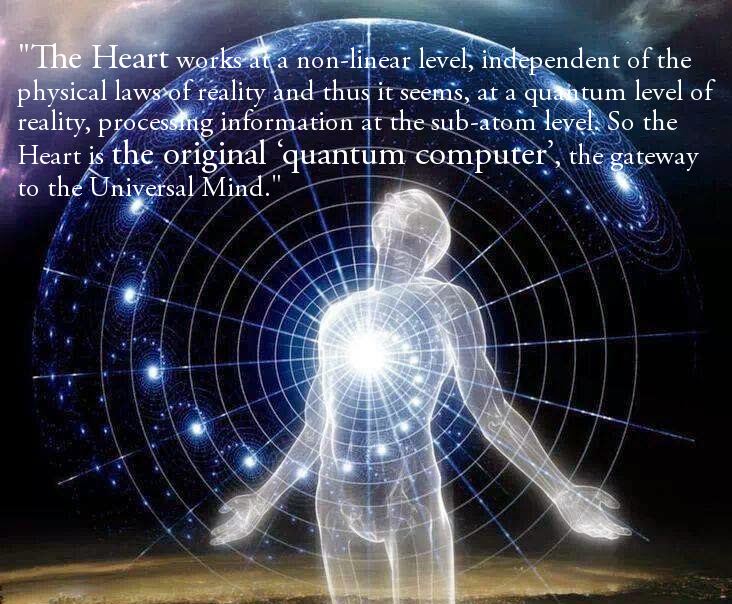 “The Heart works at a non-linear level, independent of the physical laws of reality and thus it seems, at a quantum level of reality, processing information at the sub-atom level. So the Heart is the original ‘quantum computer’, the gateway to the Universal Mind.”