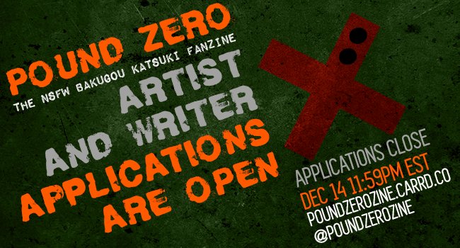 💥POUND ZERO APPS ARE NOW OPEN!💥

Artist App: goo.gl/forms/oe9Xjgrm…
Writer App: goo.gl/forms/FWeQnAKX…

See poundzerozine.carrd.co under "Applications" section for app requirements and instructions!
Good luck!!✨