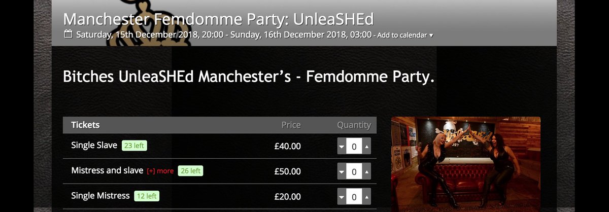 BitchesUnleshed's tweet photo. Tired of hiding elements of your personality at vanilla functions?

Need a break from all the family gatherings &amp; farcical office xmas parties?

Attend our Festive FemDom event on December 15th.

TICKETS STILL AVAILABLE BUT HURRY!

Visit: https://t.co/VDtwFQdbbt to get yours!! https://t.co/K2KAr1moFB
