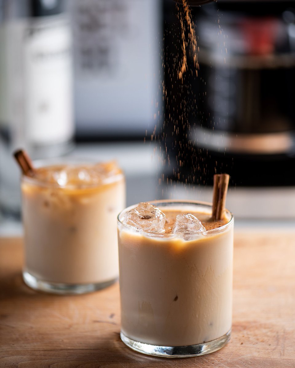 In the mood for a seasonal cocktail? Try making this Cinnamon White Russian at home. Finish off with cinnamon for a kick of flavor.