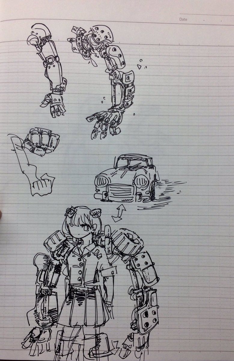 昨日のバスの中で描いた奴上げますね 