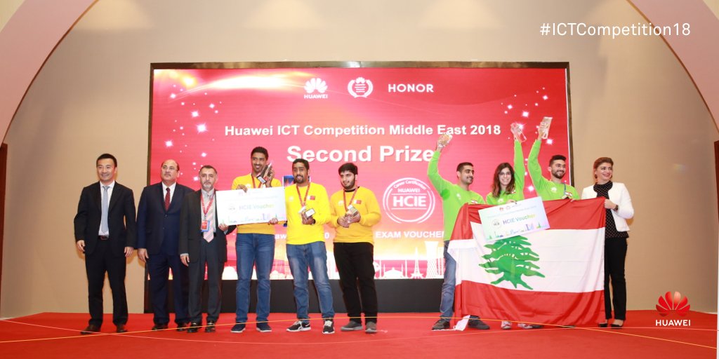 The 2nd prize at the #Huawei #ICTCompetition18 Middle East goes to students from <a href="/USEKOfficial/">#USEK</a> #Lebanon &amp; <a href="/uobedubh/">جامعة البحرين - University Of Bahrain</a> <a href="/PolytechnicBH/">Bahrain Polytechnic</a> #AMA #Bahrain. Congratulations!
