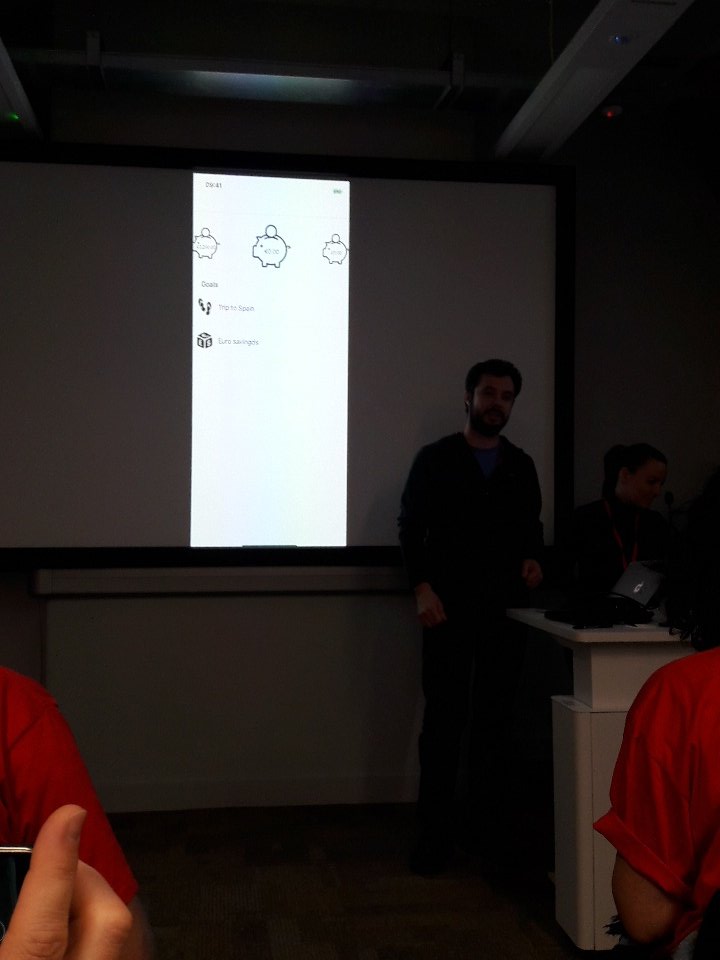 AimBrainHQ's tweet photo. Team Thor present their app to improve savings and add efficiency to currency transactions with the @railsbank #API #openbankhack18 https://t.co/4LKCuOOVCX