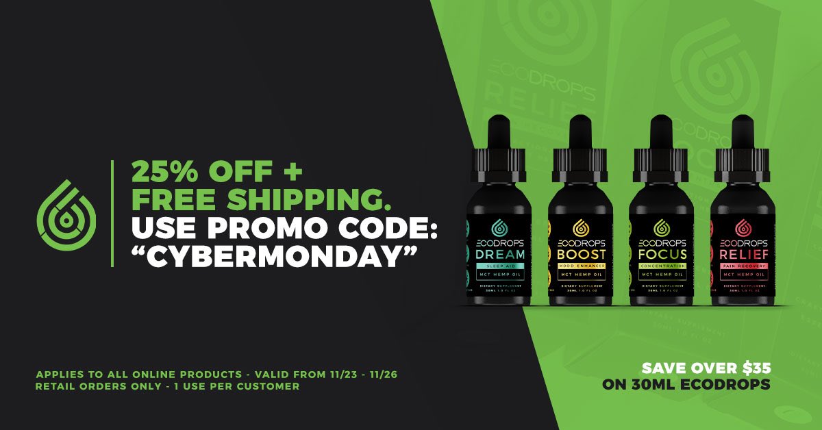 Enjoy our Cyber Monday sale now! 25% off and Free Shipping. Shop now cbddrip.com use code “CYBERMONDAY” #CyberMonday #BlackFriday