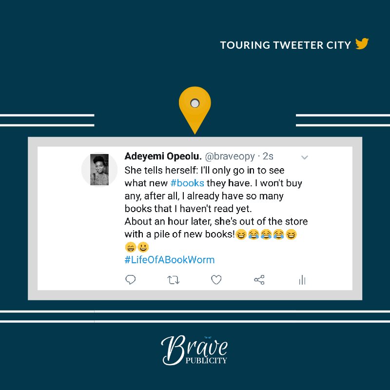 bravepublicity's tweet photo. #TouringTweeterCITY
Books sometimes have their own persuasive powers!😂😂😂
.
However, it's wise to buys books you need and actually read them.
.
You only put to shame the efforts of the author and waste your resources when you buy books and never read them.
.
#TouringTwitterCITY https://t.co/Dfe3vzB1Hq