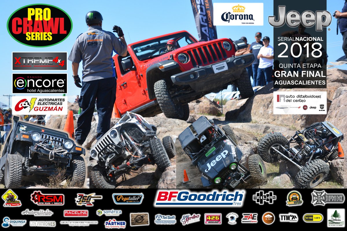 ProCrawl's tweet photo. Todo listo para la gran final de la mejor competencia #crawling de #México 8 y 9 de diciembre #Aguascalientes NO SE LO PUEDEN PERDER
Inscríbete
https://t.co/Fh9Zpz7BLb
Mas info https://t.co/SdXtmSjQ7t
#PROCrawl #OffRoad #Eventos4x4 #4x4 #Jeep #PasionJeepera #ProCrawlSeries2018 https://t.co/ST799tLIdh
