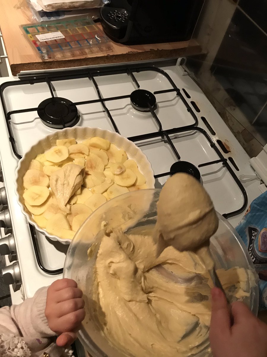 Gemmabate3's tweet photo. Lilly-Anna making Eve’s pudding with custard for her project @MissThorpeYr1 @gainshillcrest #britishdish #evespudding https://t.co/u0ofgE6SP5