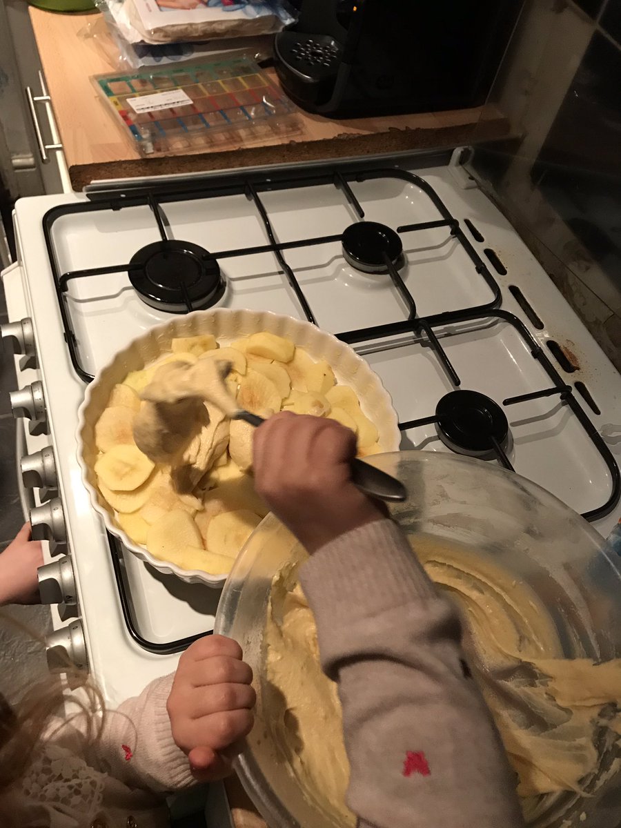 Gemmabate3's tweet photo. Lilly-Anna making Eve’s pudding with custard for her project @MissThorpeYr1 @gainshillcrest #britishdish #evespudding https://t.co/u0ofgE6SP5