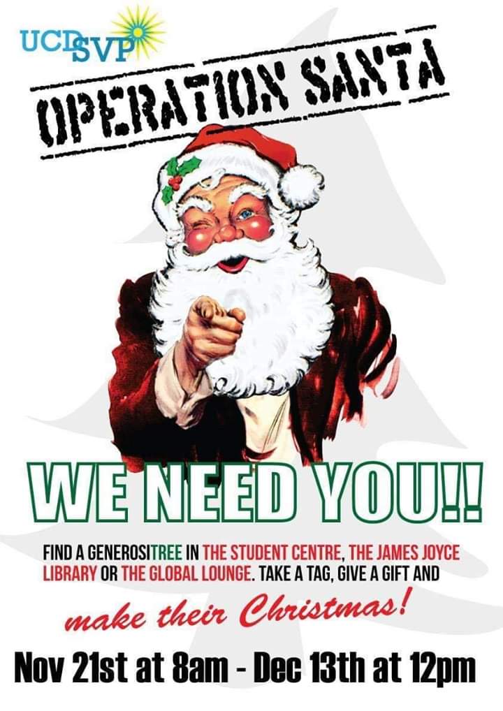 In collaboration with <a href="/UCD_SVP/">UCD SVP</a> we’re promoting their Generositree initiative, where we donate presents to children in emergency accommodation affected by homelessness. This can be the only present they receive on Christmas.

Please support, as this is an worthwhile initiative.