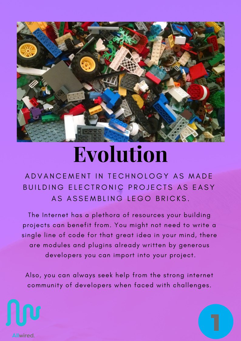 allwiredng's tweet photo. 1/5 reasons you should take up a building project.
Building electronics project just got easier. All you need do is identify the components and place them on top of each other like Lego toys.
Also there are GUIs that could help you build your project without code.
#allwired https://t.co/aNnSQasCyn