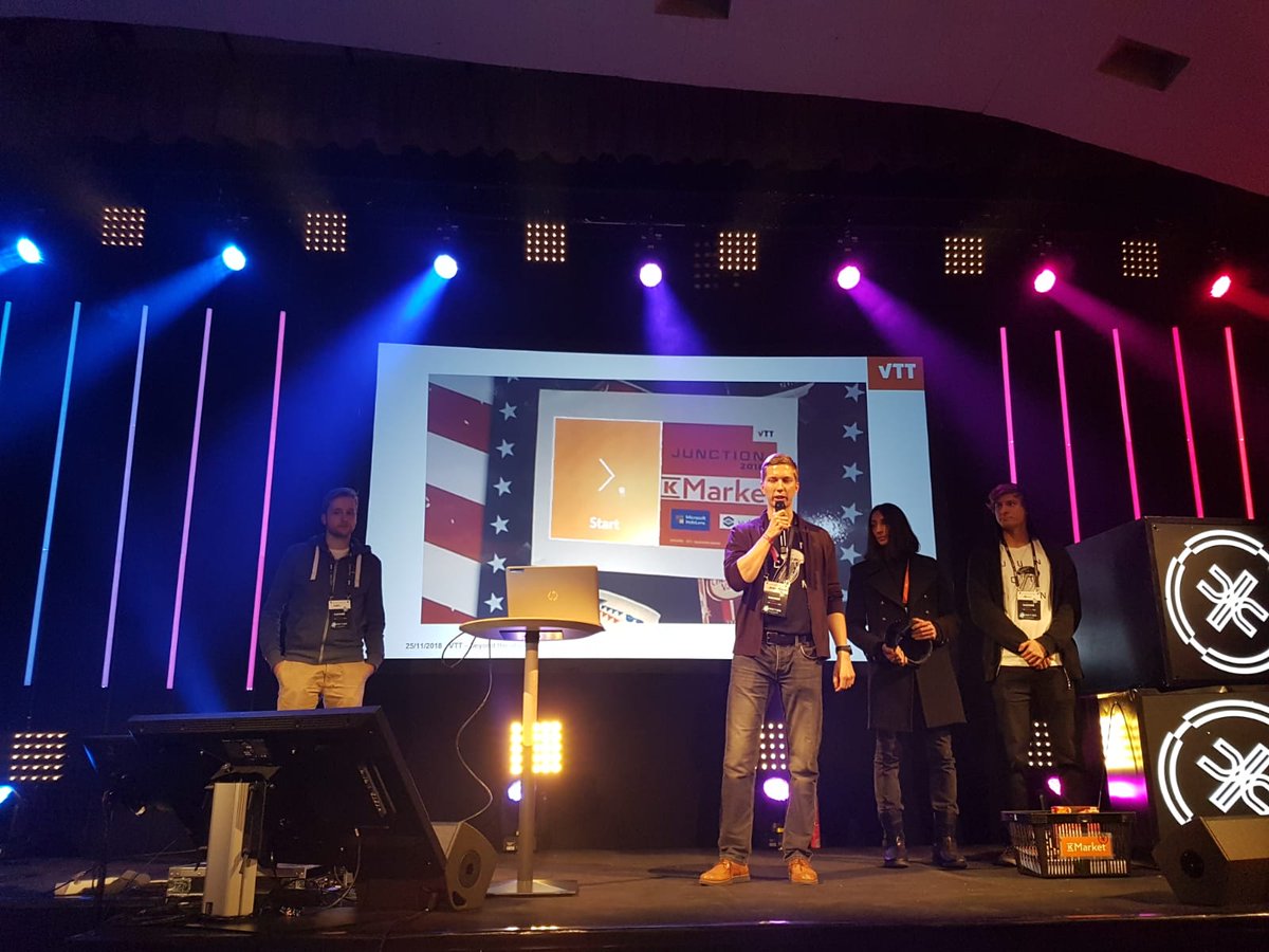 #Junction2018 teams, we are amazed by your passion and talent ⭐️⭐️⭐️⭐️⭐️ We're also so impressed that even 30 teams wanted to #hackthefuture and create new solutions in our challenge. So COOL! Thank you so much everyone 🧡 In this picture, there is the winner team of our track🏆