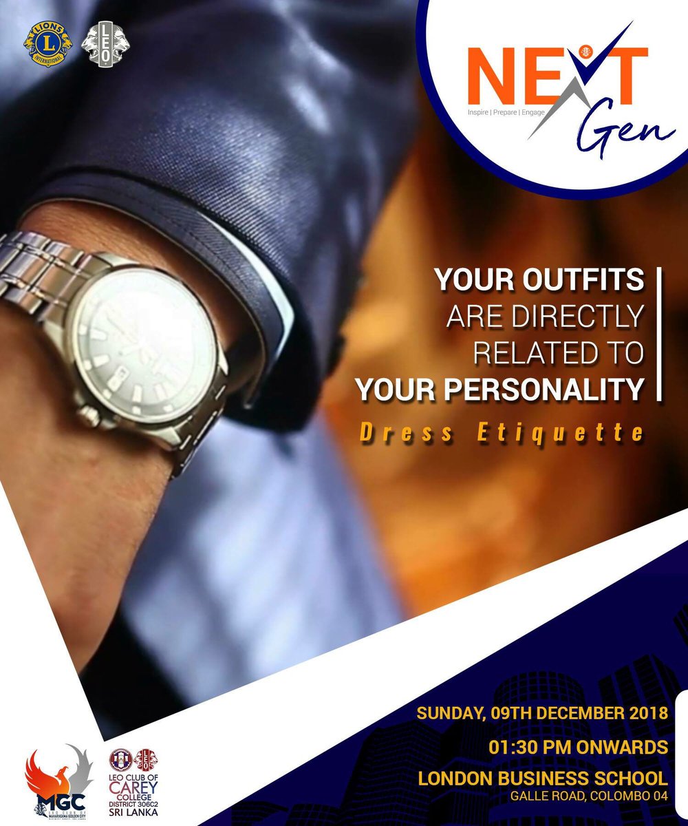 MGC_leos's tweet photo. Your outfits are directly related to your Personality! Know the Dress Etiquette! #NextGen will be happening on Sunday, 09th of December 2018. Reserve Your Seat Now!
#MGCleos #CareyLeos #306C2leos https://t.co/jutPcJiiwH