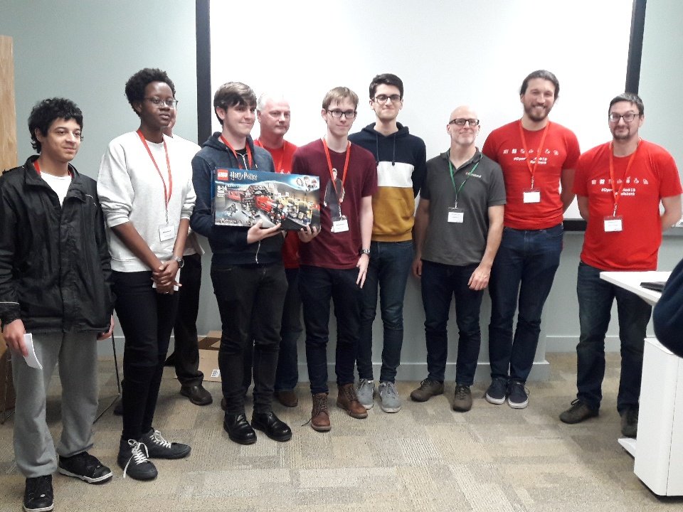 AimBrainHQ's tweet photo. Best Technology prize goes to.....drum roll......also goes to Team TMD! Presented by all of the CTO judges 🏆
#OpenBankHack18 https://t.co/SqLn9ID27A