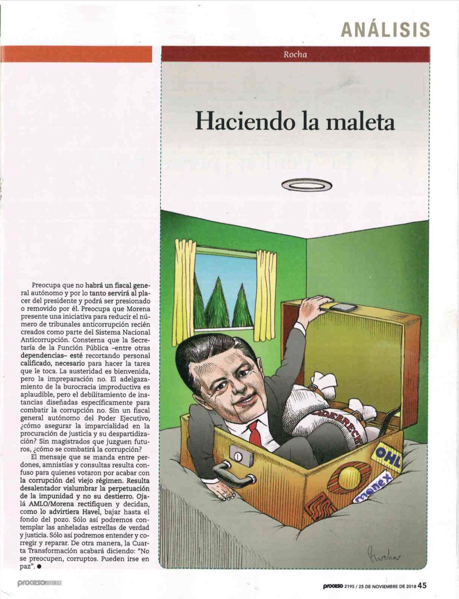 DeniseDresserG's tweet photo. Aquí la portada de @revistaproceso y mi editorial ahí. Nadie está pidiendo encarcelamientos, cacerías de brujas, cruzadas candentes que desestabilicen al país. Lo q sí se exige es verdad, lo que sí se demanda es justicia. No punto final sino punto y seguido con la ley en la mano. https://t.co/euyZI8kcjz