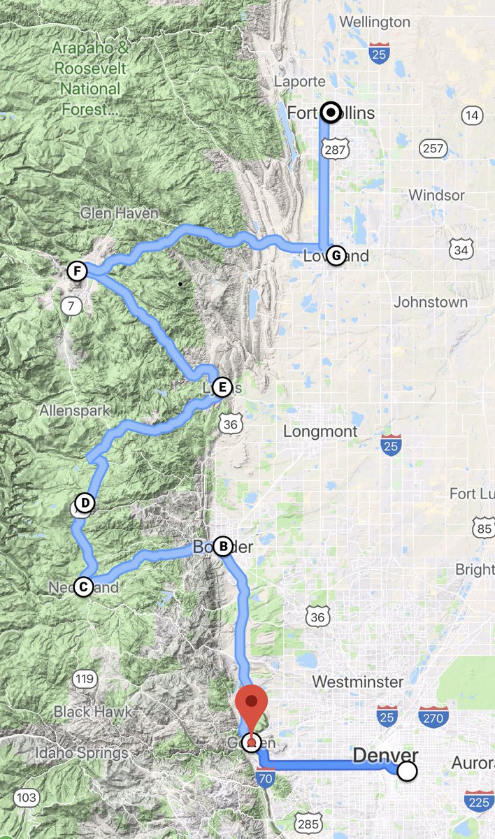 I-25 is the shortest way to Fort Collins. Taking the route along the mountain range though. Looking for some breathtaking sceneries. Here we go.