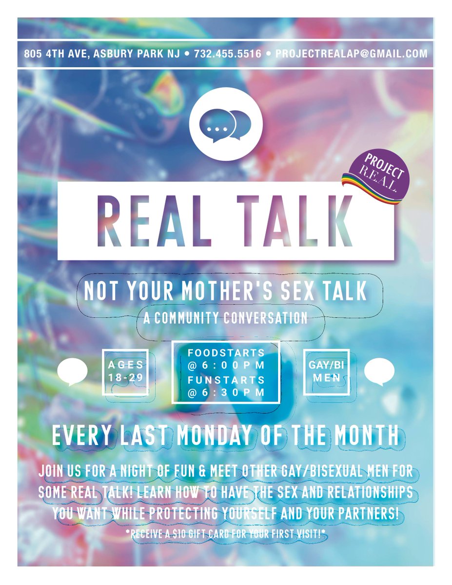 ProjectRealAP's tweet photo. Tomorrow is REAL Talk! Have you let your friends in on this educational yet sexy discussion!
#safersex #health #condoms #prep #hivawareness #asburypark #projectrealap #lgbt #love #dating #relationships @VNAHealthGroup @vnaprn @MPCAPS @APCmtyEvents https://t.co/jcLw5bi8if